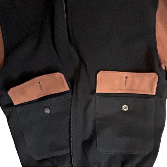 Maus & Hoffman Men’s Varsity Bomber Jacket In Navy and Brown Size L - Picture 6 of 11